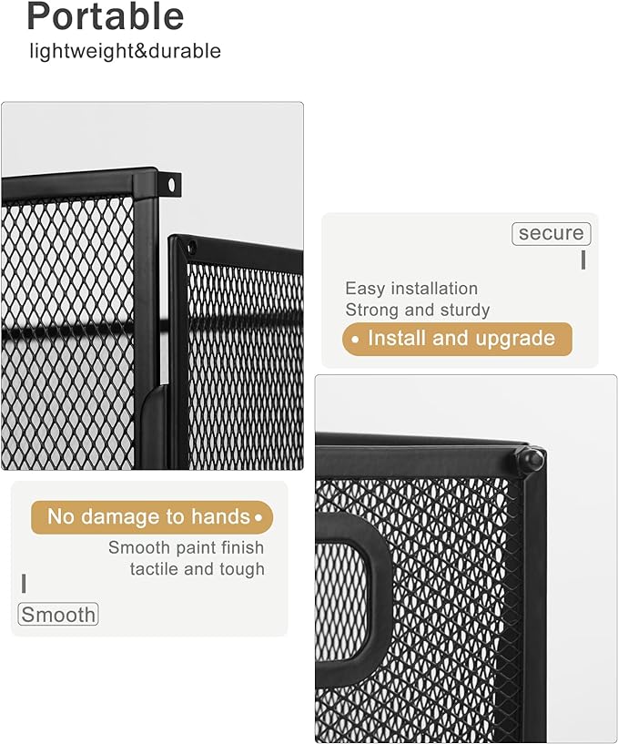 Oterri Hanging File Organizer, Metal File Organizer, Portable Desktop File Organizer for Letter Size Folder, Mesh Hanging File Crate for Office,Folders Not Included(Cool Black,1 Pack)