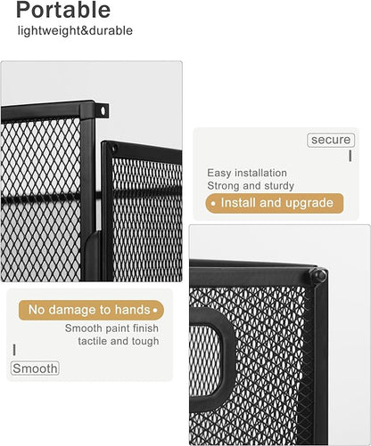 Oterri Hanging File Organizer, Metal File Organizer, Portable Desktop File Organizer for Letter Size Folder, Mesh Hanging File Crate for Office,Folders Not Included(Cool Black-Large,1 Pack)