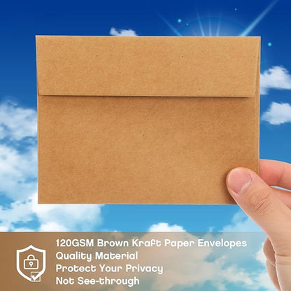 Fainne 800 Pack A2 Brown Envelopes, 5.75x 4.375 Envelopes for Invitation, Kraft Envelopes 120 Gsm Gift Card Envelopes for Office, Gift, Party, Baby Shower,wedding