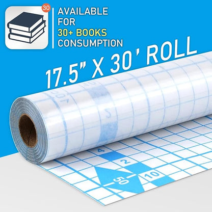 Chell Clear Contact Paper Roll for Books, 17.5 in x 30 ft Clear Self Adhesive Book Cover Paper Protector