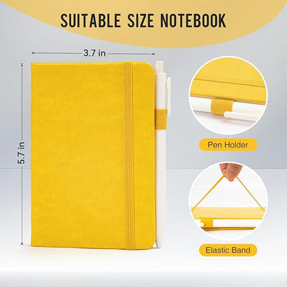 Pocket Small Notebook Journals, 8 Pack (Lemon Yellow) Mini Notebook 3.7x5.7 Journaling Notebooks for Women Men, Hardcover Lined Note Pads with Pens for Work, Business, Travel Journal, Office Supplies