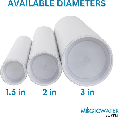 MagicWater Supply Mailing Tube 3 in x 12 in White - 2 Pack - for Shipping and Storage of Posters, Arts, Crafts, and Documents