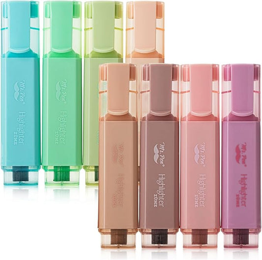 Mr. Pen- Highlighter, 8 Pack, Vintage Colors, Chisel Tip Aesthetic Highlighters, Cute Highlighters for School, No Bleed Highlighters, Highlighters Aesthetic, School Highlighters, Cute Markers.