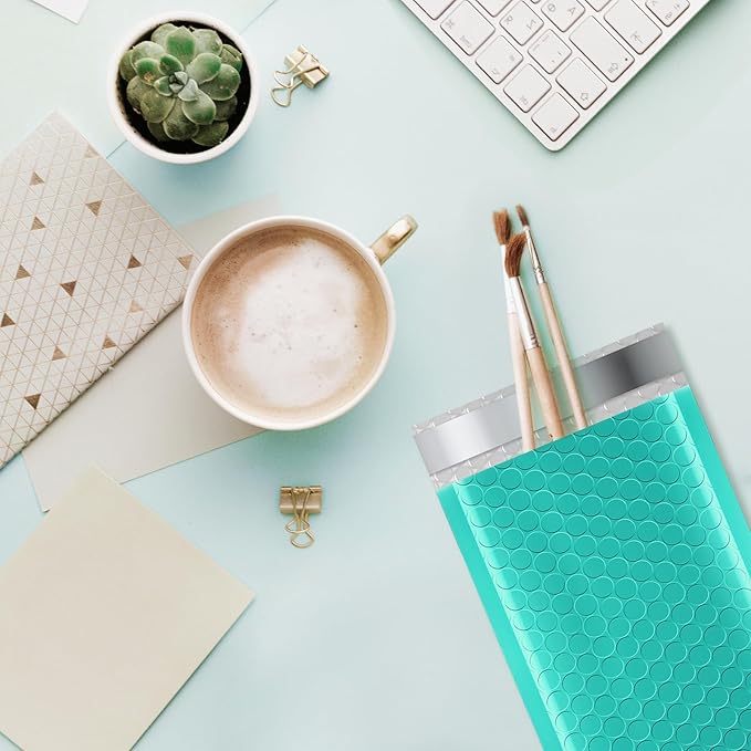 Fuxury 4x8 Bubble Mailer 260 Pack Teal Padded Envelopes for Mailing, Small Bubble Mailers Usable Size 4x7" Bubble Envelopes Self-Seal Padded Mailers for Small Business Shipping Bulk#000