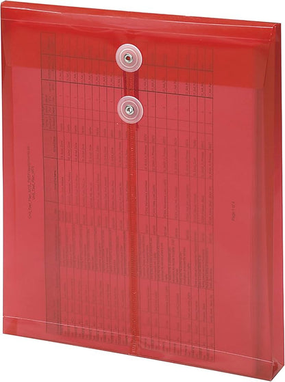 Smead Poly Envelope, 1-1/4" Expansion, String-Tie Closure, Top Load, Letter Size, Red, 5 per Pack (89547)