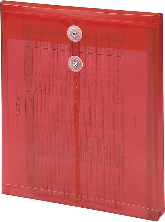 Smead Poly Envelope, 1-1/4" Expansion, String-Tie Closure, Top Load, Letter Size, Red, 5 per Pack (89547)