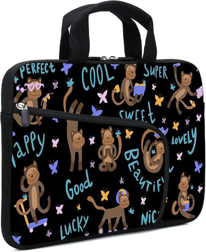 11.6" 12.2 inches Laptop Sleeve Chromebook Case Ultrabook Case Notebook Sleeve Tablet Case Neoprene Handle Sleeve for Men Women, Two Pockets Fit Apple MacBook Air Samsung Acer HP DELL(Monkey)