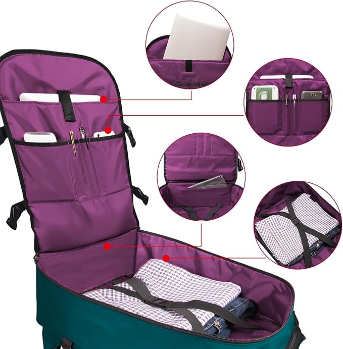 Travel Backpack 17L Lightweight Casual Small Carry-on Daypack 15-inch Laptop Notebook, Underseat Overnight Weekender, Bluish Green