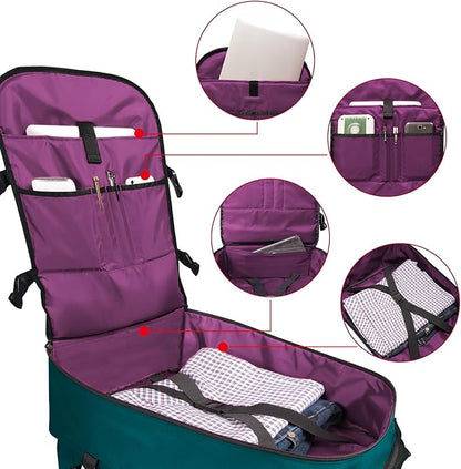 Travel Backpack 17L Lightweight Casual Small Carry-on Daypack 15-inch Laptop Notebook, Underseat Overnight Weekender, Bluish Green