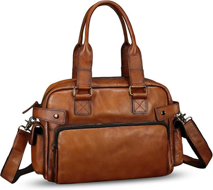 Genuine Leather Purses and Handbags for Men and Women Vintage Real Leather Messenger Bag Shoulder Briefcase Satchel Purse
