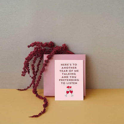 SuperShunhu Funny Valentines Day Card for Husband Wife, Cute Anniversary Card for Boyfriend Girlfriend, Birthday Love Card for Partner, Me Talking You Pretending to Listen
