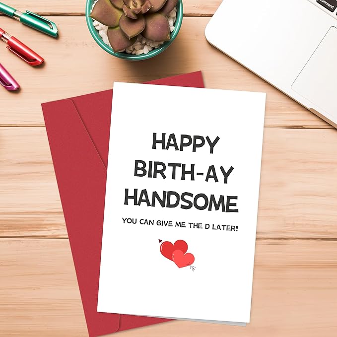Heollaok Funny Birthday Card for Husband Boyfriend Fiance, Naughty Birthday Card for Him, Rude Birthday Cards for Men, Happy Birthday Handsome