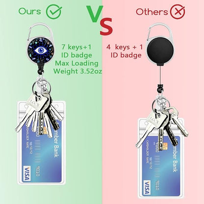 ID Badge Holder with Breakaway Lanyard, Retractable Badge Reel Heavy Duty, Cute Funny Evil Eye Lanyards for ID Badges Ajustable, Teacher Nurse Work Office Gifts