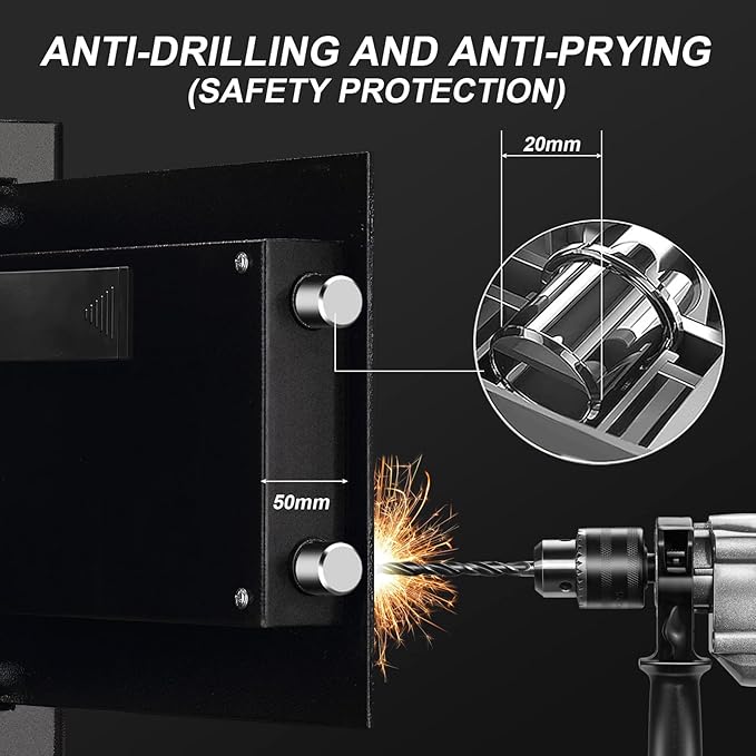 Tenamic Fireproof Safe Box 0.8 Cuft Electronic Digital Security Box, Keypad Small Lock Box Cabinet Safes with Internal Light, Solid Alloy Steel Office Hotel Home Mini Safe with 2 Passwords, Black