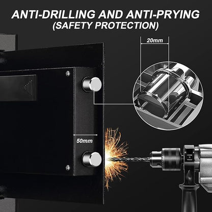 Tenamic Fireproof Safe Box 0.8 Cuft Electronic Digital Security Box, Keypad Small Lock Box Cabinet Safes with Internal Light, Solid Alloy Steel Office Hotel Home Mini Safe with 2 Passwords, Black