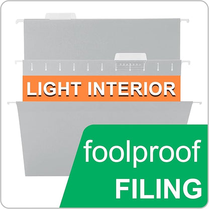 Grey Hanging File Folders,25 Packs Letter Size File Folder,Designed for Bulky Files,Filing Cabinet,1/5 Adjustable Tabs for Office,School,Home