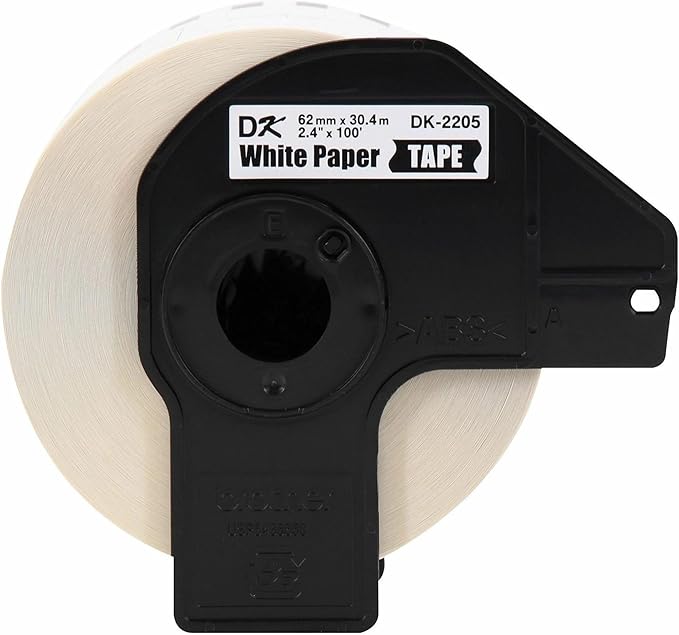 Brother Genuine, DK-2205 Continuous Paper Label Roll, Cut-to-Length Label, 2.4” x 100 Feet, (1) Roll Per Box