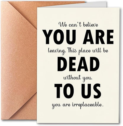 Funny Cards for Departing Coworkers,Cute Retirement Card Gifts, Cards for Bosses, Colleagues, Missing You Card, Congratulations On New Job Card, 'To us, You Are Irreplaceable'