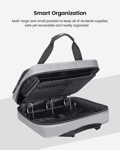 3 Inch 3 Ring Zipper Binder with Shoulder Strap & Handle & Multi-Pocket - 3" Binder with Zipper for School, Compatible with 13-Inch MacBook/Tablet -Patent Design Grey