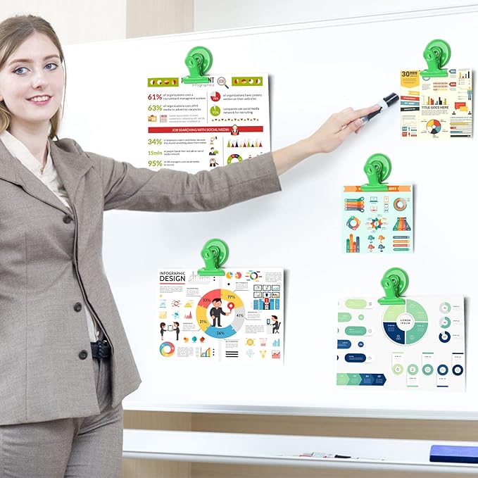 20 Pack Magnetic Clips Heavy Duty, Refrigerator Magnets, Clip Magnets Fridge, Strong Magnet Clips for Home Office Cruise (Light Green)