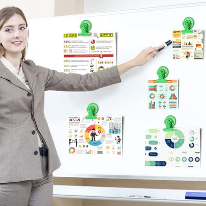 VNDUEEY 20 Pack Magnetic Clips Heavy Duty, Fridge Magnets Refrigerator Magnets, Magnets for Whiteboard, Strong Magnet Clips for Home, Office, Locker (Light Green)