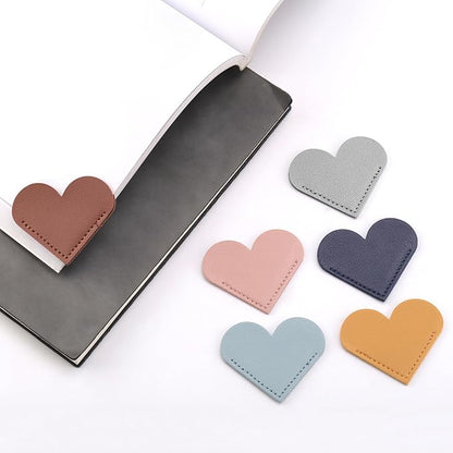 Lpraer 12PACKS PU Leather Bookmarks Book Markers Reading Accessories Cute Heart Shape Corner Page for Kids Students Teachers Women Reading Lovers Handmade Gifts for School Office Home Supplies