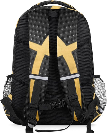 Balck Gold Sport Basketball Backpack School Bookbag Laptop Purse Casual Daypack for Teen Girls Women Boys Men College Travel