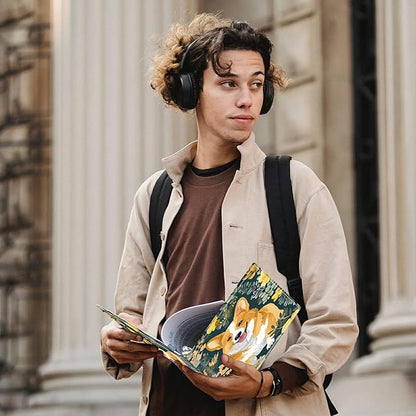 Dog Flower Padfolio Folder with Clipboard,Portfolios Organizer Clipboards with Storage Clipboard Writing Pad PU Leather Conference Document Organizer with Business Card Holder