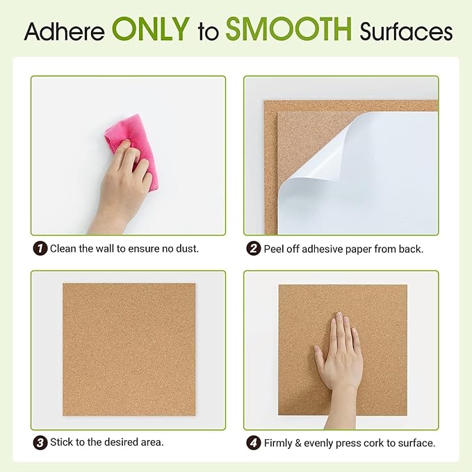 AKTOP Cork Board Bulletin Board 12x12, 1/2" Thick Cork Board Tiles 9 Pack, Small Square Pin Board for Wall, Self Adhesive Corkboards with 120 Push Pin Wood Clips for School, Home & Office