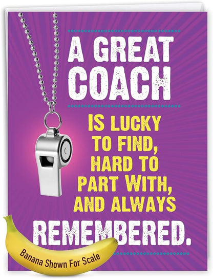 NobleWorks - 1 Jumbo School Coaches Thank You Card From US, Everyone with Envelope (8.5 x 11 Inch) - Team Sports Gratitude, Teacher, and Mentor Notecard - Memorable Coach J3126TYG-US