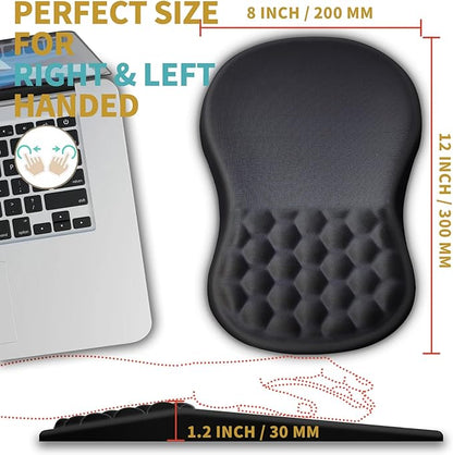 Hokafenle Ergonomic Mouse Pad Wrist Support with Massage Design, Wrist Rest Pain Relief Mousepad with Memory Foam&Non-Slip PU Base, Mouse Pads for Wireless Mouse & Desk (12x8 inch,Dark Grey)