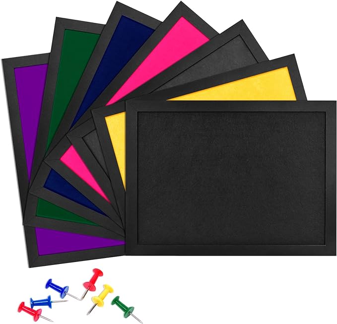 Cork Board Bulletin Board Wood Framed Display with Felt, Pin Board for Jewelry, Notes, Memos, Photos, Home, Kitchen, Office, School, Wall, 15"x11", Wood Framed(Black) & Felt(Pink)