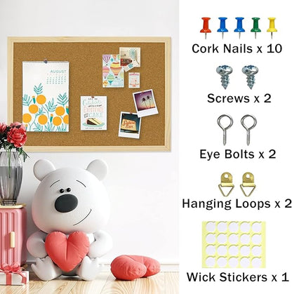 OWLKELA 17.7 X 13.3 Inch Cork Board Bulletin Board, Wall-Mounted Presentation, Message Notice Pin Board, Perfect for Office & Home Decor, School, Cubicle