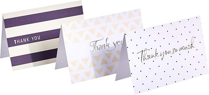 Amazon Basics Thank You Cards and Envelopes, 48 Count, Polka Dot and Stripe