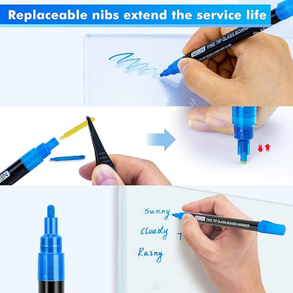 maxtek Neon Dry Erase Markers Fine Tip,Liquid Chalk Markers for Chalkboard,LED Note Board,Acrylic,First Day of School Board,Glass,Windows,1mm Fine Point,Assorted Colors,9 Count