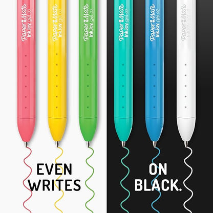Paper Mate InkJoy Bright Gel Pens, Medium Point (0.7mm), Retractable, Assorted Opaque Ink, 6-Pack, Comfortable Grip, Vivid Colors