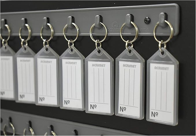Acrimet Key Cabinet Organizer 64 Positions with Lock (Wall Mount) (64 Smoke Tags Included) (Black Cabinet)