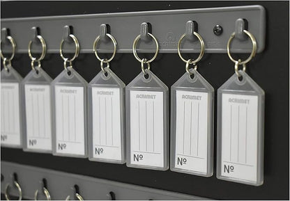 Acrimet Key Cabinet Organizer 64 Positions with Lock (Wall Mount) (64 Smoke Tags Included) (Black Cabinet)