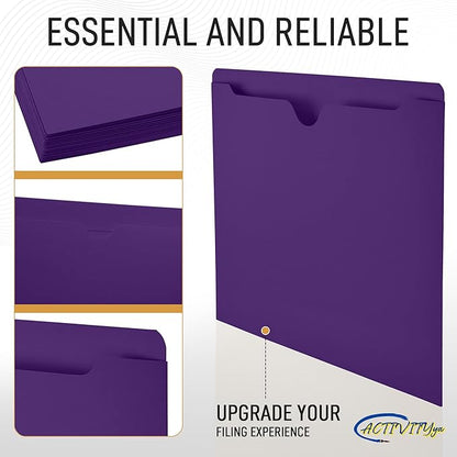Purple File Jackets, Flat-No Expansion, Letter Size, Reinforced Straight-Cut Tab, 10 Pack