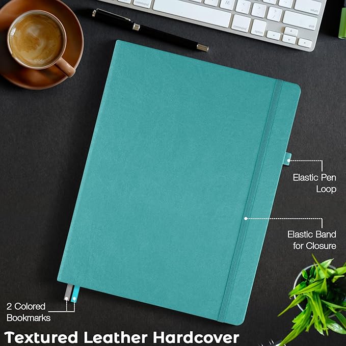 Blank Notebook, Hardcover Sketch Book, 8.5" x 11" Large Blank Journal, No Bleed Thick Paper Sketchbook for Drawing Art, Unlined Notebook Journal for Women Men, A4 Leather Sketchbook, Lay Flat, Teal