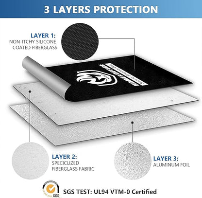 Upgraded Two Pockets Fireproof Document Bag (2000℉), andyer 15”x 11”Waterproof Fireproof Money Bag with Zipper, Waterproof Holder Pouch Fire Safe Envelope for Valuables, Legal Documents (Jet Black)