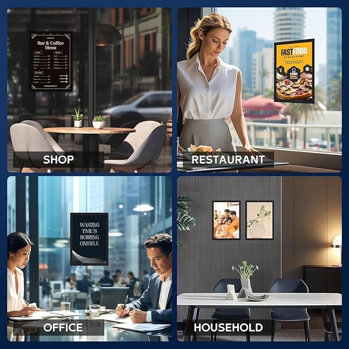 5 Pack Magnetic Sign Holder 8.5 x 11'' Letter Self-Adhesive Magnetic Wall Mount Sign Holder for Wall Window Office Poster Store Restaurant