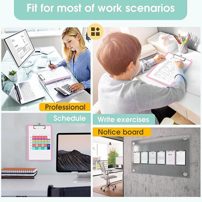 Plastic Clipboards 6 Pack, A4 Teal Clip Board 8.5x11 for Classroom, Students, Kid, Woman, Size 9" x 12.5" with Low Profile Clip, Office & School Supply