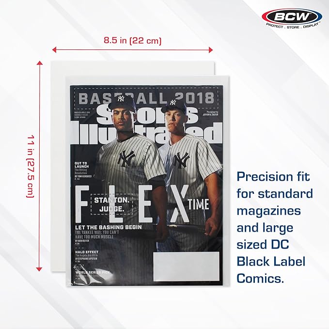 BCW Magazine Backing Boards (8.5 x 11 Inches) -1 Pack (100 total) | 24-Point Solid Bleached Sulfate, Calcium Carbonate Coating Protective Sheets | Ideal for Collectible Magazine Protection