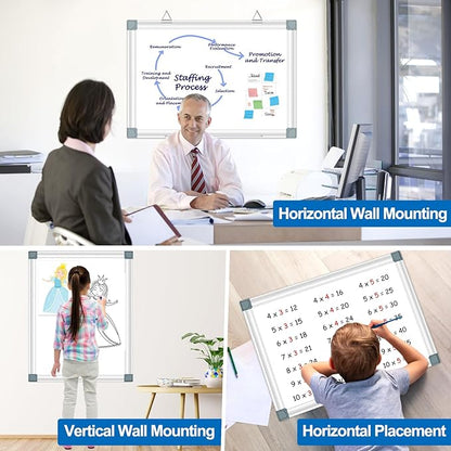 Magnetic Whiteboard Dry Erase Board for Wall 24" x18 Magnet Hanging White Board for Home, School, Office