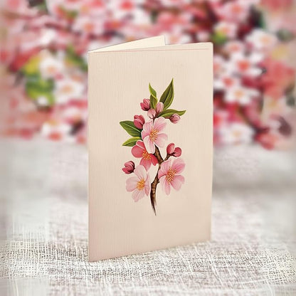 Freshcut Paper Pop Up Cards, Japanese Cherry Blossoms, 12 Inch Life Sized Forever Flower Bouquet 3D Popup Greeting Card, Birthday Cards, Valentine's Day Card, Blank Notecard & Envelope