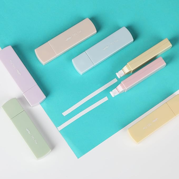 Mr. Pen- Aesthetic Correction Tape, 0.2" x 197", 12 pcs, Pastel Colors, Cute Correction Tape