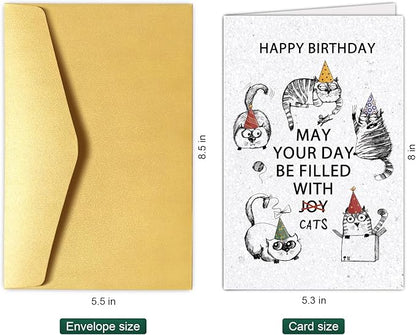 Happy Birthday Card for Cat Lover, Funny Birthday Card for Cat Mom Cat Dad, Cute Kitten Birthday Card for Him Her, May Your Day Be Filled With Cats Bday Card