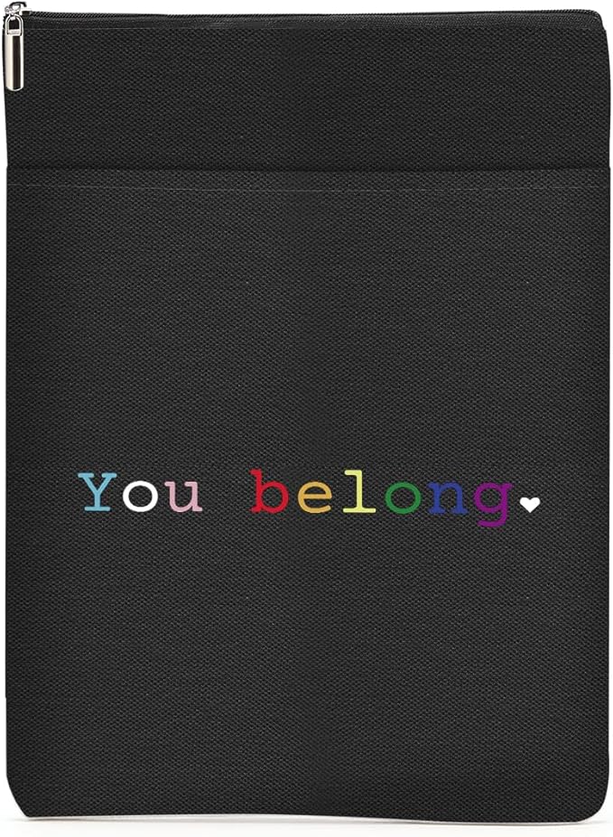 Book Themed Gifts Waterproof Book Sleeve Book Pouch LGBT Equality Rights Reading Gifts for Women Sister Book Covers for Paperbacks Book Accessories Book Protector with Zipper and Front Pocket
