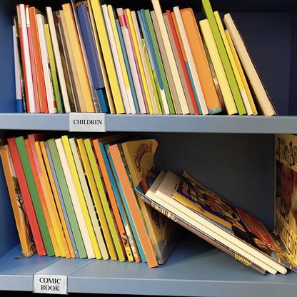 Containlol 15 Pieces Moveable Shelf Label Holders Clear Transparent Shelves Tags Index Card Pockets Library Markers Label Display Holder for Classroom Office Book(6.5 x 2 x 1 Inch)